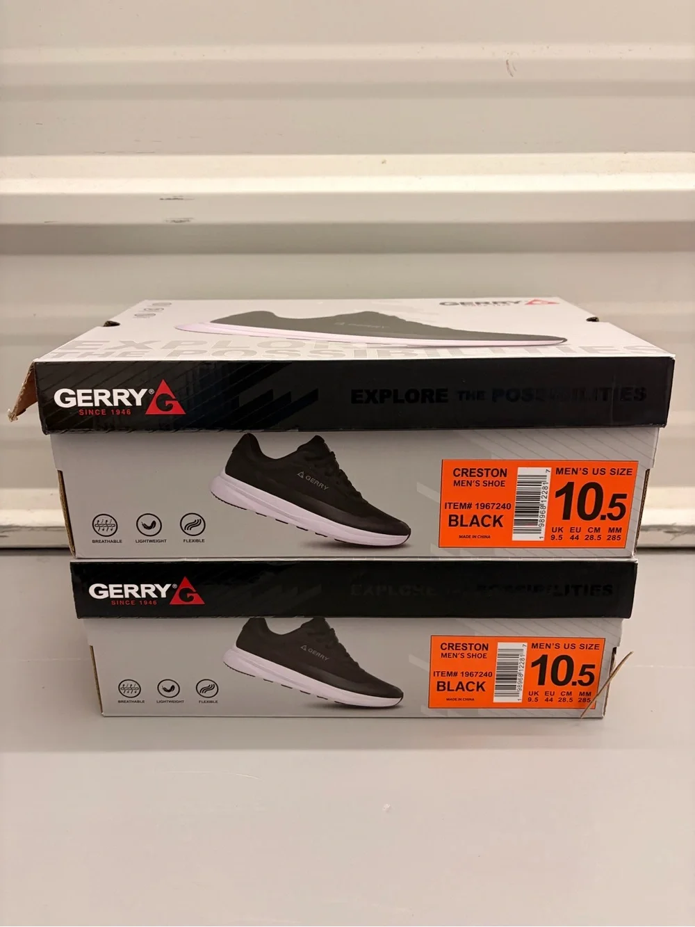 Gerry Men's Creston Lightweight Athletic Sneakers Black White NWT - Size 10.5